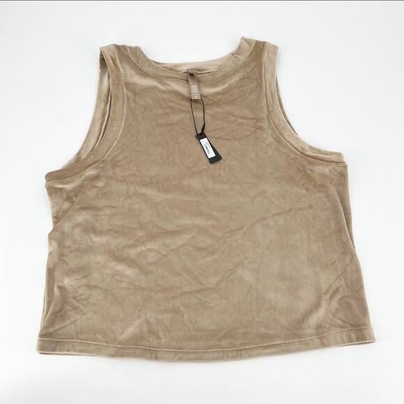 SKIMS Velour Crew Neck Tank Top Honey Brown Pullover Soft Plus Size 2X NEW - Picture 2 of 5